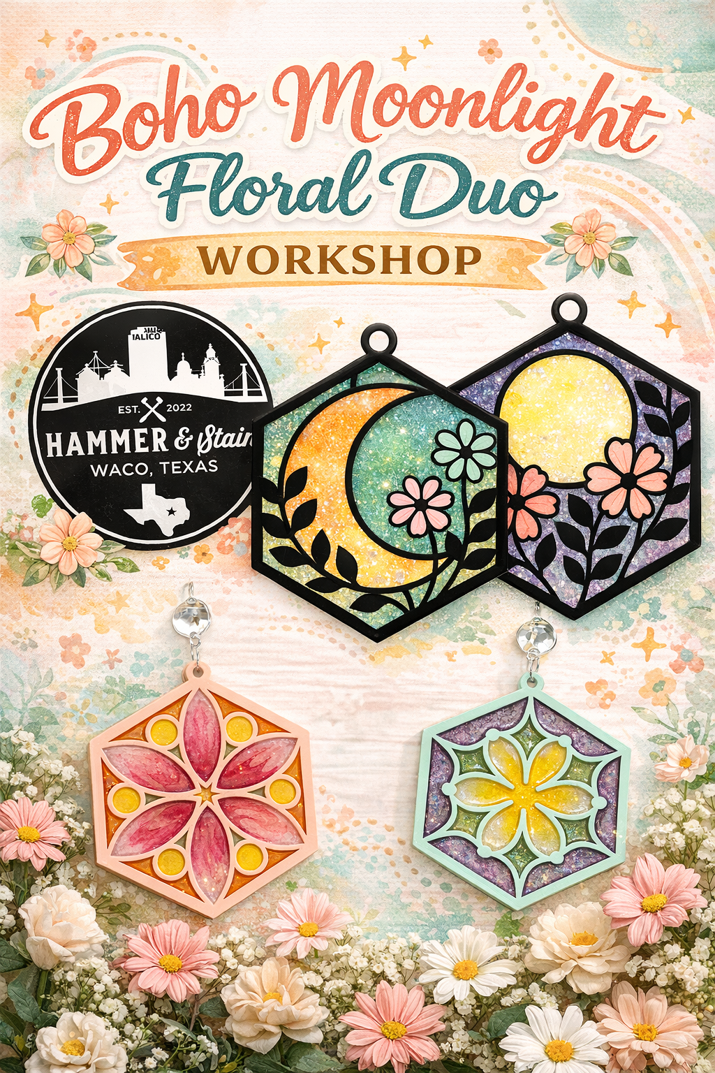 04/16/26 (Thurs@6pm) ✨ Sip & Sparkle Ladies Night – $40 Mini Resin Sun Catchers ✨