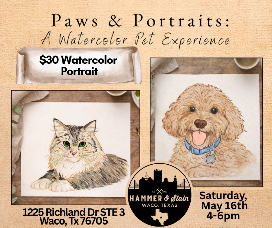 07/25/26 (SAT@12pm) Watercolor Pet Portraits Experience *100% CUSTOM*