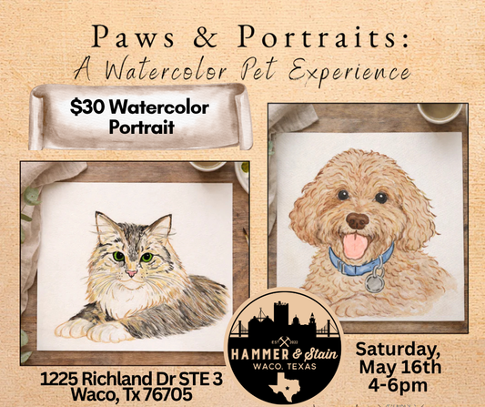 07/25/26 (SAT@12pm) Watercolor Pet Portraits Experience *100% CUSTOM*