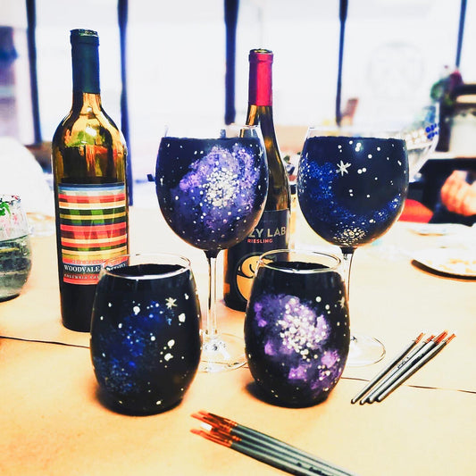 07/02/26 6PM $25-$35 Special Thursday Night Workshop Paint Your Own Wineglass Set